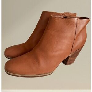 Rachel Comey Mars Ankle Boots Size 9 Chestnut Brown Leather Pull On Block Heels